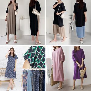 시원한 빅사이즈 아이스 쿨 인견 원피스 롱 브이넥 데일리 오버핏 66-120 size 77 88 99 100 큰옷 모음