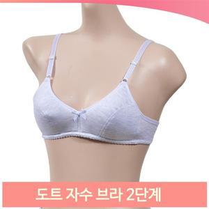도트 자수 브라 2단계 주니어 A컵 속옷 노와이어