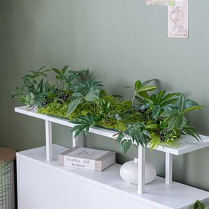 홍콩야자 조화 가랜드 회사 로고연출 센터피스 35x105cm 인테리어 녹색 식물 벽장식 현관 문 꾸미기 소품