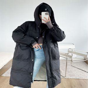 여성 블랙 덕다운 90 롱패딩 허리 스트링 데일리 패딩 여자롱패딩 다운롱패딩 가벼운패딩 후드롱패딩