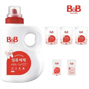 비앤비 섬유세제 1500ml 용기형 1입+1500ml 리필형 3입+증정품 800ml 2입(세제 1 유연