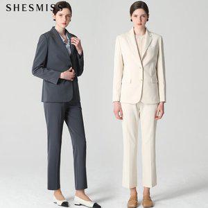 2SET [쉬즈미스(SHESMISS)] 투버튼 베이직 재킷+스트레이트 슬랙스 2종세트 (택가격496000원)