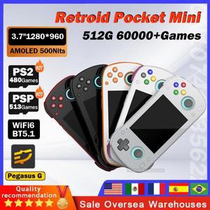 레트로 휴대용 게임기 추억의 고전게임 Retroid Pocket Mini 3.7인치 AMOLED 스크린 비디오 게임 콘솔 6128