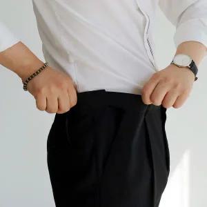 [하프클럽/맨즈북]여름 스판밴드 중년남성 마바지 시원한 원턱 정장 출근팬츠 허리30-46