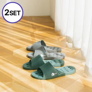 [2set] 오우투 자원순환 PVC 클레이 슬리퍼 실내화 욕실화 미끄럼방지 OYSTER 부부 커플 욕실화
