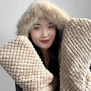 머플러 후드 베이지 일체형 후드숄머플러 후드머플러-WE730AC