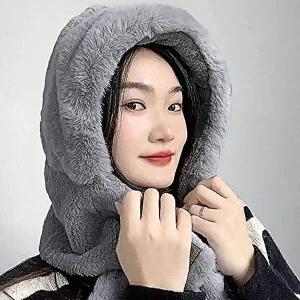 후드 머플러 그레이 소프트퍼 후드머플러-WE730B1
