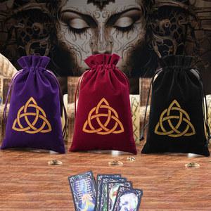 1pc 벨벳 타로 보관 가방 보드 게임 카드 자수 Drawstring 패키지 제단 타로 주사위 주머니에 대한 요술 용품