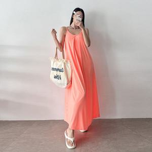 러블리감성 / 여름 네온 형광 뷔스티에 나시 롱 원피스