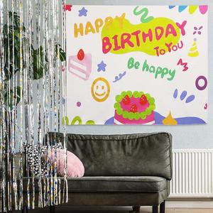 [BZE006K9_49]대형 패브릭 포스터 딸기케이크 생일용품