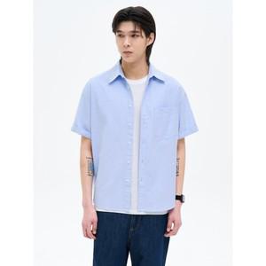 에잇세컨즈 옥스포드 오버핏 반소매 셔츠  스카이 블루 425465LY1Q