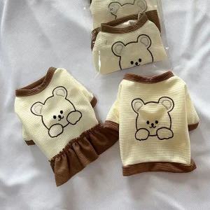 [콩심팥심]반려견 귀여운 곰돌이 프린팅 강아지 티셔츠 원피스
