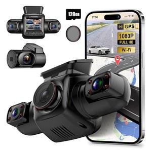 PRUVEEO 360도 뷰 왼쪽 안쪽 4채널 대시 캠 앞뒤, CPL 차량용 대시 카메라, 내장 GPS WiFi 기능, 24시간 녹화 주차 모드 모니터, 128G 카드 무료 제공