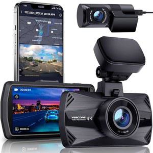리얼 4K 30fps 대시캠 전면 및 후면, 최상위 센서가 장착된 2채널 HDR, 5.8GHz Wi-Fi GPS G-센서 3.3인치 빅 IPS, 슈퍼 나이트 비전, 주차 모드, 앱 탑재 차량용 대시 카메라, 512GB 최대 지원