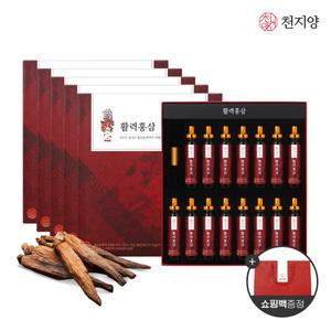 (소비기한 2025-12-19)[천지양] 활력홍삼 앰플 15병 5박스+쇼핑백 타우린 비타민 6년근홍삼농축액 17종전통원료 쇼핑백 명절 부모님 선물