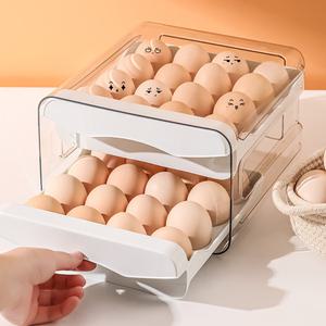(코어무역)자동 폴딩 계란 보관함 냉장고 정리 2단 32구 대용량 에그트레이 보관용기 계란통