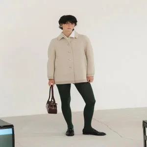 [ZOOC] 텍스처 블록 싱글 하프 코트 (Z244MSG540)