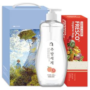 생활의쉼표 세제 위생용품 선물세트 11호 (위생백 30P + 자몽 주방세제 펌프)