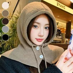 넥워머 단추 페이크 후드 니트 페이크후드-WF89F06