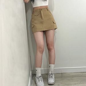 카고 치마 A라인 바지 팬츠 포켓 미니 짧은 커트 하이웨스트 건빵바지 스커트 여성 여자