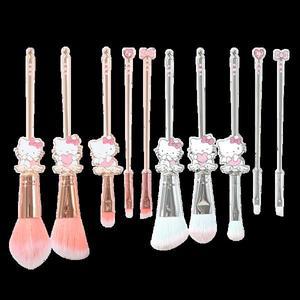 5Pcs 금속 메이크업 브러쉬 세트 Sanrio 헬로 키티 메이크업 브러쉬 뺨 아이 코스메틱 파운데이션 여자 친