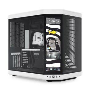 HYTE Y70 터치 인피니트 듀얼 챔버 ATX 미드 타워 모던 에스테틱 케이스, 통합 2 5K LCD 터치스크린 - /화이트