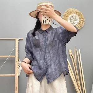 여성 필수템 봄 셔츠 여름 루즈핏 터틀넥 카디건 상의 모시 투톤 물나염 언밸런스 박시 인기1