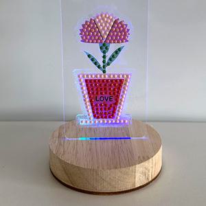 [오피스스쿨] 토단 카네이션 보석십자수 아크릴 무드등 만들기 1인세트 DIY LED등 어버이날 스승의날