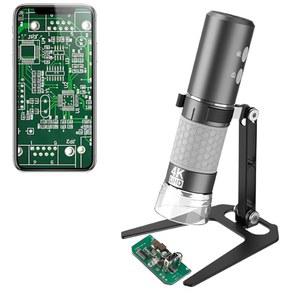 JIUSION WIFI USB 디지털 핸드헬드 현미경, 50~1000배 무선 배율 내시경 4K 3840X2160P 카메라 8개 LED(아이폰 호환 아이패드 ANDROID MAC WINDOWS LINUX CHROME용 메탈 스탠드 포함)