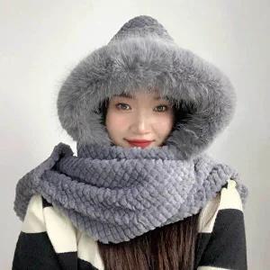 후드 머플러 후드숄머플러 일체형 후드머플러 그레이-WFB2BAD