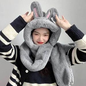 후드숄머플러 머플러 후드 일체형 그레이 후드머플러-WFB2BAF