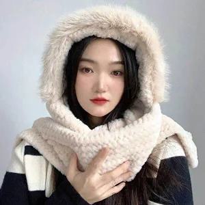 후드 머플러 베이지 후드숄머플러 코지데잇-WFB3003