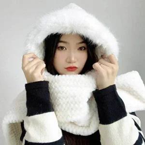 머플러 화이트 후드숄머플러 코지데잇 후드-WFB3004