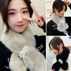 진주 털 머플러 편한 포인트 여성 페이크퍼-WFFOCU0