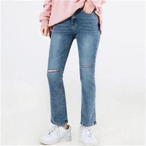 ONM JJM-SS364 여자하이웨스트워싱일자스판청바지  7848570)