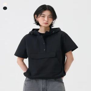 [그루브라임]여) N95PU5 나일론스판 후드 반팔 아노락 (레귤러크롭핏)(25년)(2COLOR) [LRAMCUV583P]