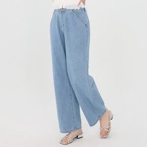 모이르벨라 여성용 제리 뒷밴딩 와이드 청바지 P24SS2-A0119