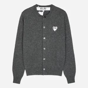 꼼데가르송 5S AX N061 051 3 화이트 하트 니트 가디건 그레이