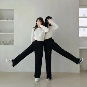 원트 와이드 쫀쫀 트레이닝 슬랙스 여름 여성 데일리룩 데이트룩