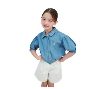 빈폴 BEANPOLE KIDS 연청 데님 집업형 반소매 블라우스 스카이 블루 (BI5365G91Q) BI5365G91Q 460808