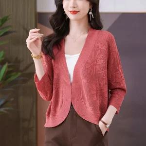 여성 봄 멋내기 루즈핏 가디건 칠부 쿨링 카디건 여름 스커트 상의 숏 기장 이너 스타일리시 스포M1