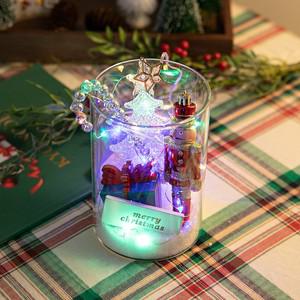 크리스마스 장식 화병 LED 병정 글라스 set 15cm  DIY) 소품 테이블 탁상용 오브제 행사 촬영 꾸미기 겨울