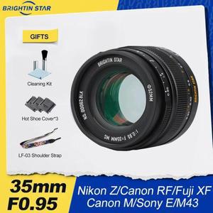 Brightin Star 대형 조리개 미러리스 카메라 렌즈, 소니 E a7c a6600 후지필름 XF xs 캐논 M, 캐논 RF, 니