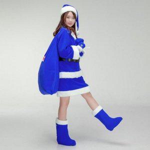 크리스마스 파티의상 여자산타복고급7종세트블루