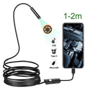 조절 가능한 USB 안드로이드 검사 보어스코프 카메라, 휴대폰 PC용, IP67 방수 내시경 카메라, 6 LED, 7.0m