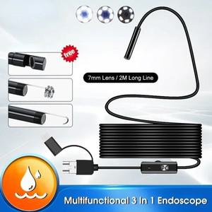HD 미니 내시경 카메라, 내시경 검사 보어스코프 카메라, USB C 타입, 안드로이드 PC용, 6LED 조절 가능, 7