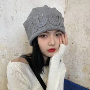 레터링 패치 포인트 여성 외출 패션 모자 비니