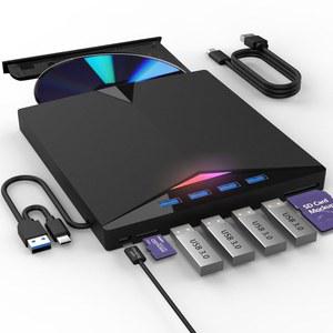 JOOPSHE 외장 호환 블러레이 드라이브 플레이어 읽기 /쓰기 BD DVD CD 블루레이 버너 USB 3.0 유형-C /Windows /Mac OS 노트북