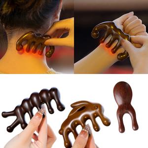 단향 나무 우드 괄사 휴대용 마사지 전신 두피 머리 지압 얼굴 경락 마사지기 핸드형 괄사 봉 빗 안마기 스틱 기구
