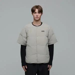 내셔널지오그래픽 N244UDW921 헤론 U넥 경량 구스 다운 반팔 점퍼 BEIGE